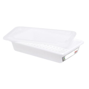 Bac Flat 3L Haccp White + Lid + Grid - Gilac