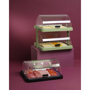 UNIQ Sliding Lid Buffet Display Case - 2 Trays - Green - HENDI