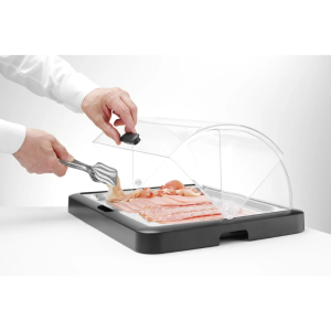 Βιτρίνα Μπουφέ με Συρόμενο Κάλυμμα UNIQ - Μαύρο - HENDI