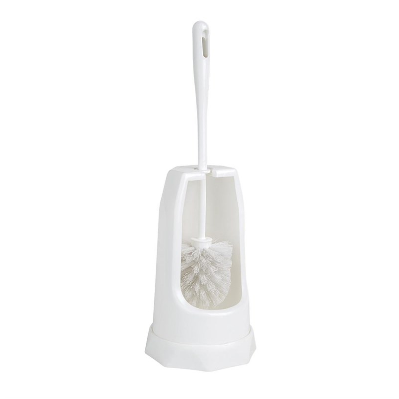 Round Brush and Toilet Holder - White - Jantex