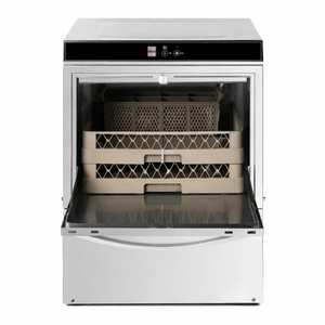 Lave-Vaisselle Professionnel avec Doseur de Liquide de Rinçage et Détergent et Pompe de Vidange - 50 x 50 cm - Dynasteel