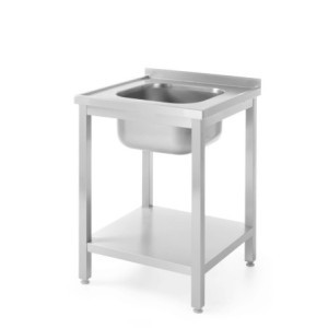 Plonge 1 Bac Central Profi Line avec Étagère - P 600 x L 600 mm - HENDI