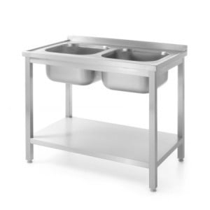 Plonge 2 Bacs Profi Line avec Étagère - P 700 x L 1000 mm - HENDI