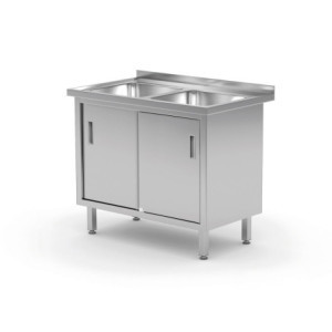 Plonge 2 Bacs - Cabinet with Sliding Doors - L 1000 x D 600 mm - HENDI