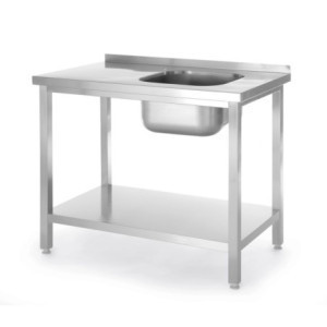Sink 1 Basin on the Left Kitchen Line with Shelf - D 600 x W 1000 mm - HENDI