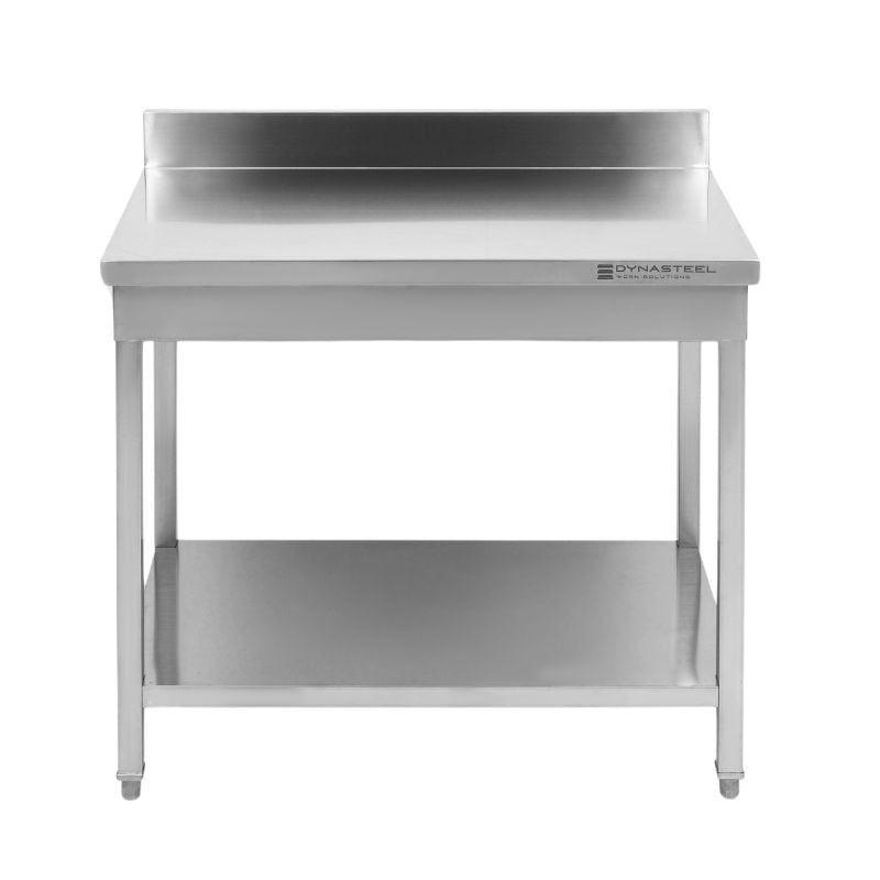 Τραπέζι Inox 1600x600 mm με Πλάτη και Κάτω Ράφι