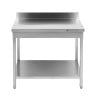 Τραπέζι Inox 1600x600 mm με Πλάτη και Κάτω Ράφι