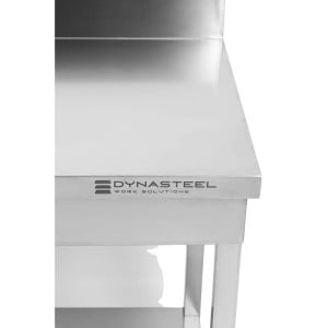 Τραπέζι Inox 1600x600 mm με Πλάτη και Κάτω Ράφι