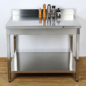 Stainless Steel Table 1600x600 mm with Backsplash and Lower Shelf