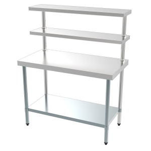 Stainless Steel Table with Lower Shelf and 2 Upper Shelves – 1800 x 600 mm - CombiSteel