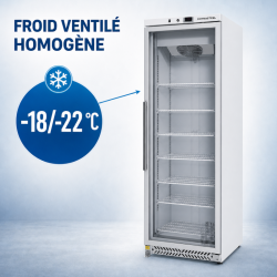 Καταψύκτης Ντουλάπα 400 L με Γυάλινη Πόρτα και Αερόψυξη -18/-22°C