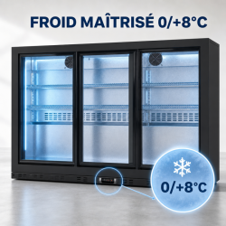 Refrigerated Back Bar 320 L 3 Sliding Glass Doors