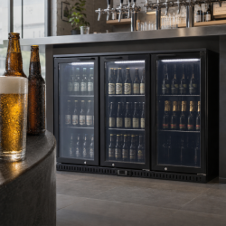 Ψυγείο Μπαρ 328 L 3 Γυάλινες Πόρτες Μαύρο
