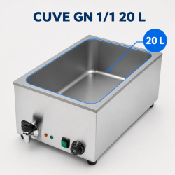 Bain-Marie Pro GN 1/1 20 L 1200 W Inox με Αποστράγγιση