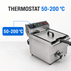 Επαγγελματική Φριτέζα 13 L 3000 W με Αποστράγγιση - Ανοξείδωτο Ατσάλι