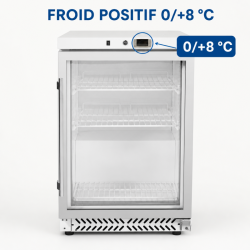 Mini Armoire Réfrigérée Vitrée 170 L 0/+8 °C - Dynasteel
