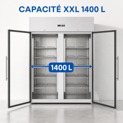 Θετική Ψυγείο Ντουλάπα 1400 L 2 Γυάλινες Πόρτες GN 2/1