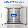 Θετική Ψυγείο Ντουλάπα 1400 L 2 Γυάλινες Πόρτες GN 2/1