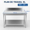 Τραπέζι Inox 1000x600 mm με Πλάτη και Κάτω Ράφι