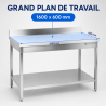 Table Inox 1600x600 mm Dosseret et Étagère Basse