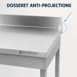 Table Inox 1600x600 mm Dosseret et Étagère Basse