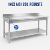 Table Inox 1600x600 mm Dosseret et Étagère Basse
