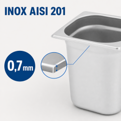 Bac Gastro GN 1/6 Inox Profondeur 200 mm - 3,4 L