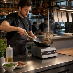 Wok à Induction Pro 3500 W Inox — Ζώνη Κοίλη Ø227