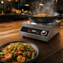 Wok à Induction Pro 3500 W Inox — Ζώνη Κοίλη Ø227