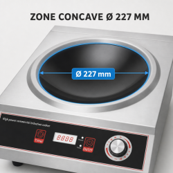 Wok à Induction Pro 3500 W Inox — Ζώνη Κοίλη Ø227