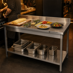 Τραπέζι Inox 1600x700 mm Πλάτη και Κάτω Ράφι