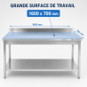 Τραπέζι Inox 1600x700 mm Πλάτη και Κάτω Ράφι
