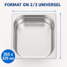 Bac Gastro GN 2/3 Inox 9 L - Βάθος 100 mm
