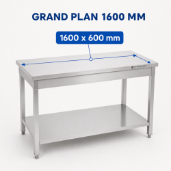 Τραπέζι Inox 1600 x 600 mm με Κάτω Ράφι — AISI 201
