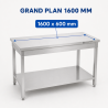 Τραπέζι Inox 1600 x 600 mm με Κάτω Ράφι — AISI 201