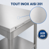 Τραπέζι Inox 1600 x 600 mm με Κάτω Ράφι — AISI 201