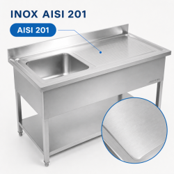 Πλύσιμο Inox 1 Λεκάνη Στραγγιστήρι Δεξιά - Μ 1000 x Π 600 mm