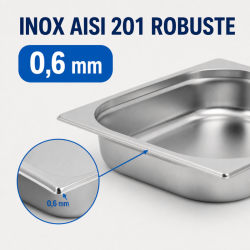 Bac Gastro GN 1/2 Inox - 65 mm - 4 L - Cuisine Pro
