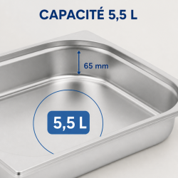 Bac Gastro GN 2/3 Inox 65 mm 5,5 L — Bac Gastronorme Pro