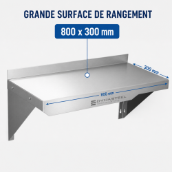 Ράφι Τοίχου Ανοξείδωτο 800 x 300 mm με Πλάτη