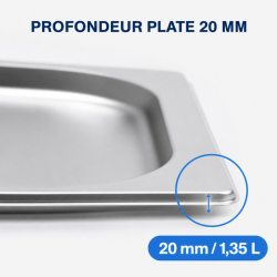 Bac Gastro GN 2/3 Inox — Βάθος 20 mm, 1,35 L