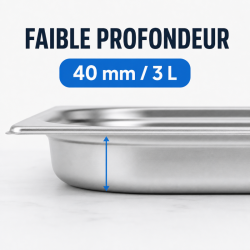 Bac Gastro GN 2/3 Inox — 40 mm, 3 L, Πλυντήριο Πιάτων