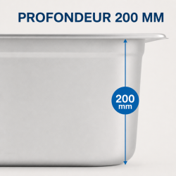 Bac Gastro GN 2/3 Inox 18 L - Βάθος 200 mm