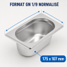 Bac Gastro GN 1/9 Inox - Βάθος 65 mm - 0,6 L