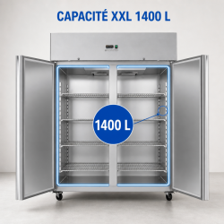 Αρνητικό Ντουλάπι 1400 L Inox 2 Πόρτες GN 2/1 Αεριζόμενο