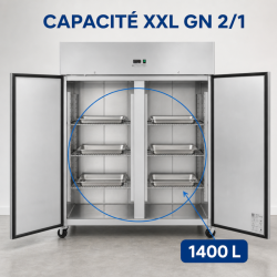 Θετική Ψυγείο Ντουλάπα 1400 L Inox GN 2/1 – 2 Πόρτες