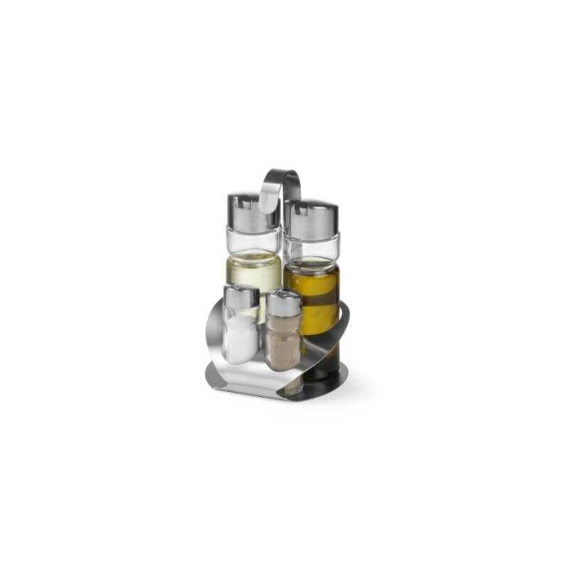 4-Piece Condiment Set - Oil, Vinegar, Pepper, and Salt