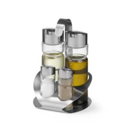 4-Piece Condiment Set - Oil, Vinegar, Pepper, and Salt