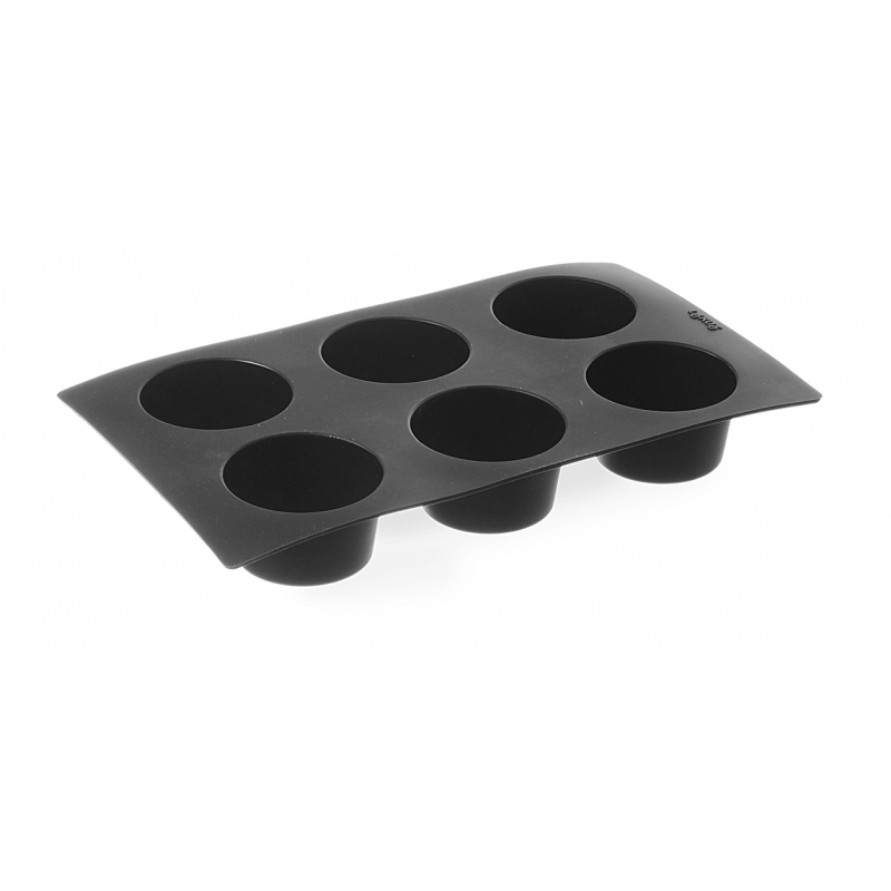 6 non-stick silicone muffin mold. Dimensions: ø69x(H)40 - Brand HENDI - Fourniresto