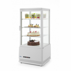 White Refrigerated Display Case with 4 Glass Sides - 78 liters